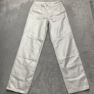 OLD NAVY High Rise OG Loose Metallic Silver Sparkle Jeans Women's Size 6 Tall